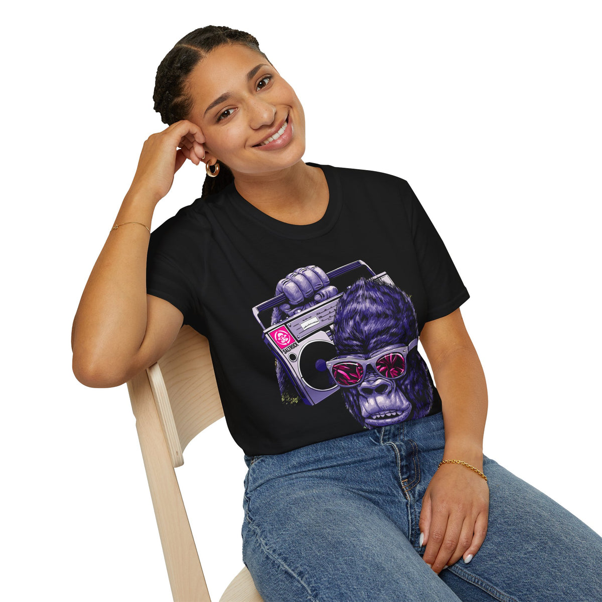 Retro Boombox Gorilla T-Shirt — Vintage Hip Hop Ape Graphic Tee