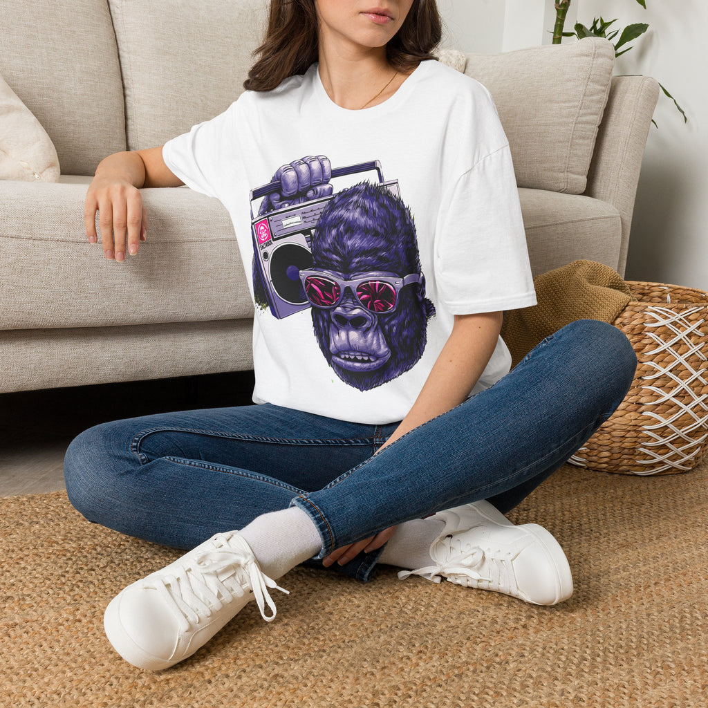 Retro Boombox Gorilla T-Shirt — Vintage Hip Hop Ape Graphic Tee