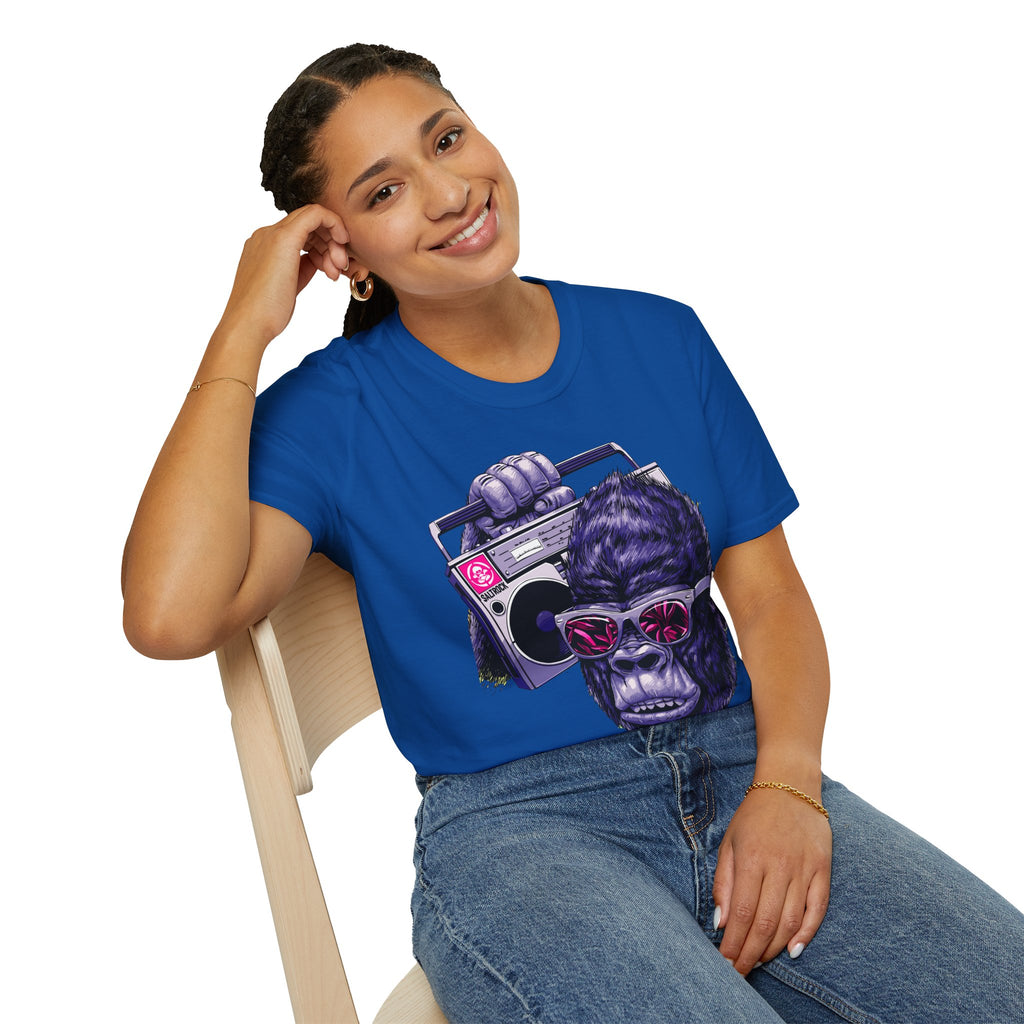 Retro Boombox Gorilla T-Shirt — Vintage Hip Hop Ape Graphic Tee