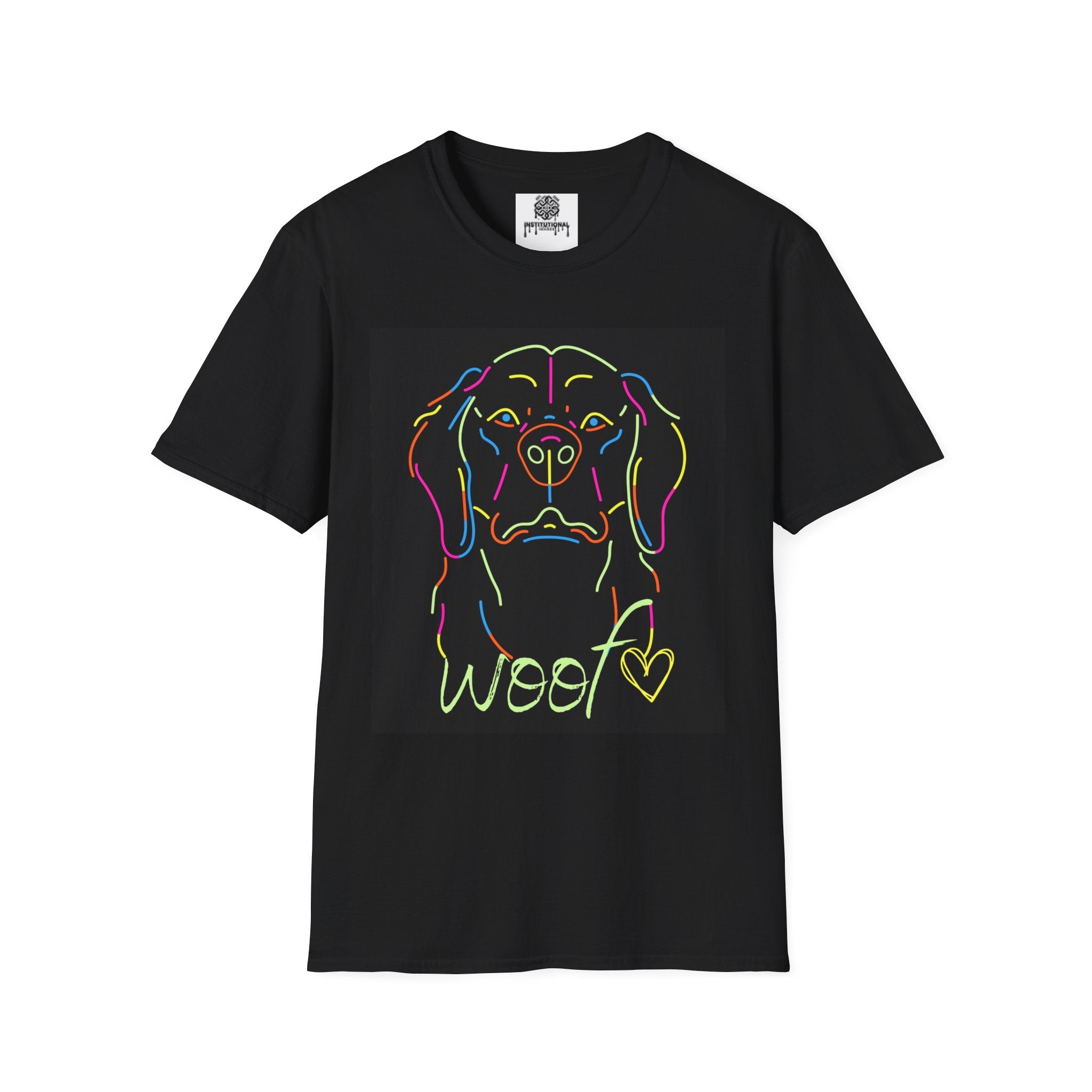 Neon Line Dog T-Shirt — Colorful ‘Woof ’ Pet Lover Tee