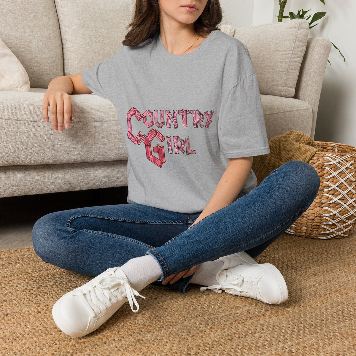 Country Girl T-Shirt — Western Pink Rope Typography Tee