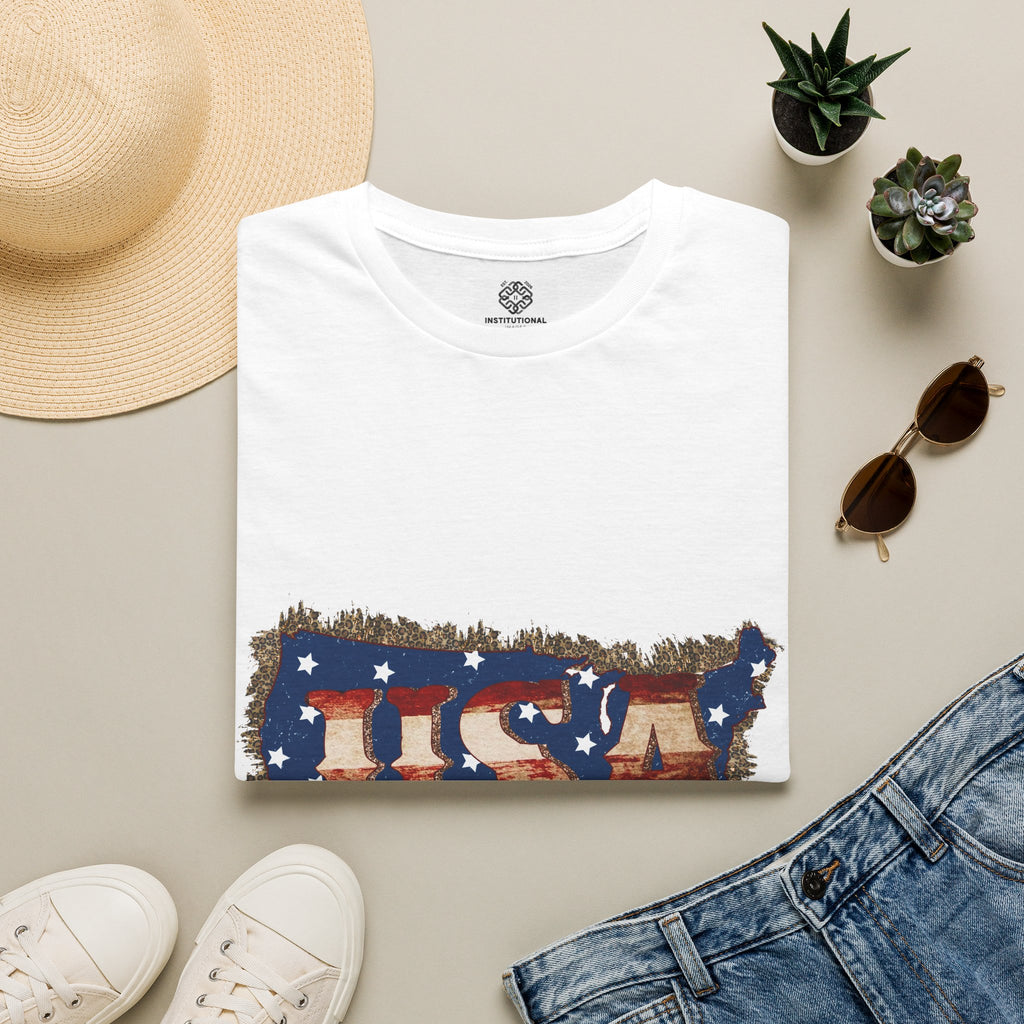 USA Map T-Shirt — Distressed American Flag Graphic Tee