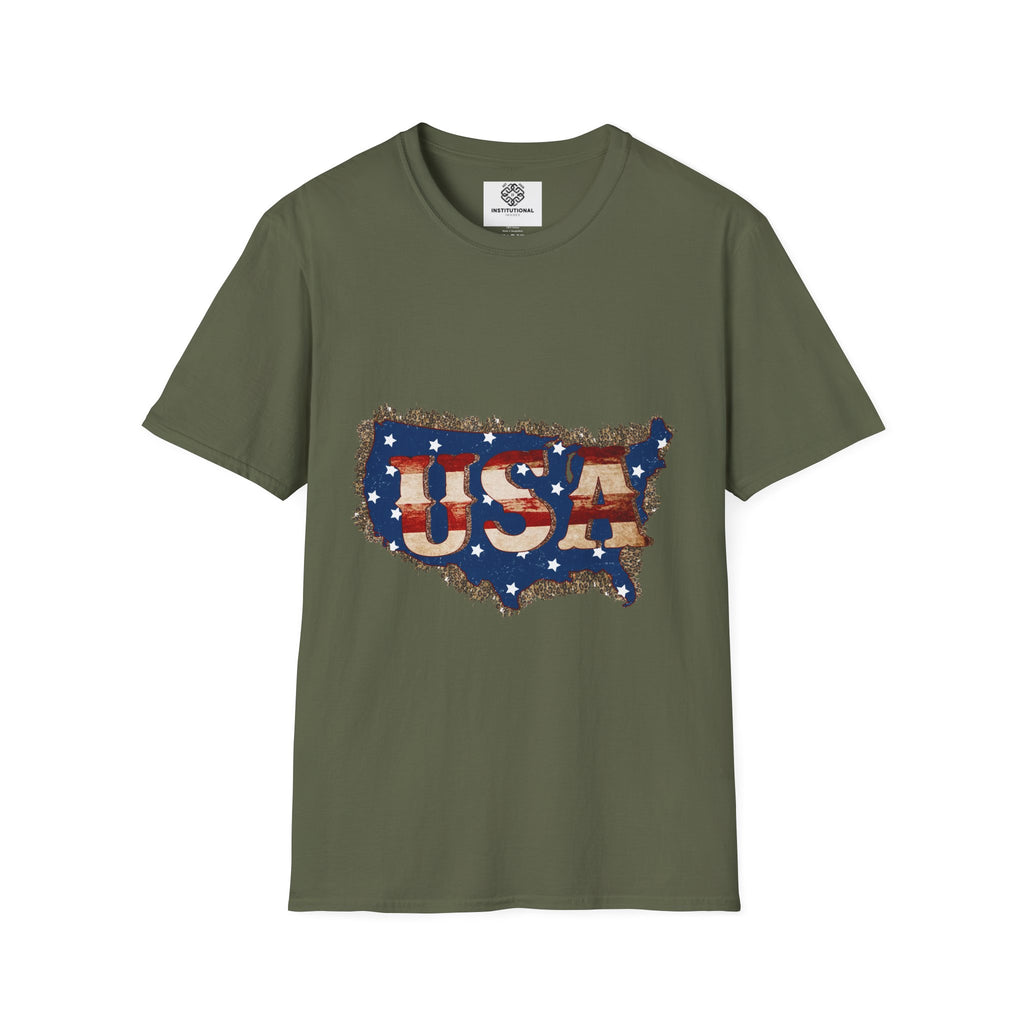 USA Map T-Shirt — Distressed American Flag Graphic Tee