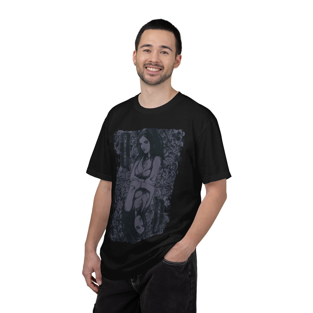 Gothic Mirror Girl T-Shirt — Dark Floral Graphic Tee