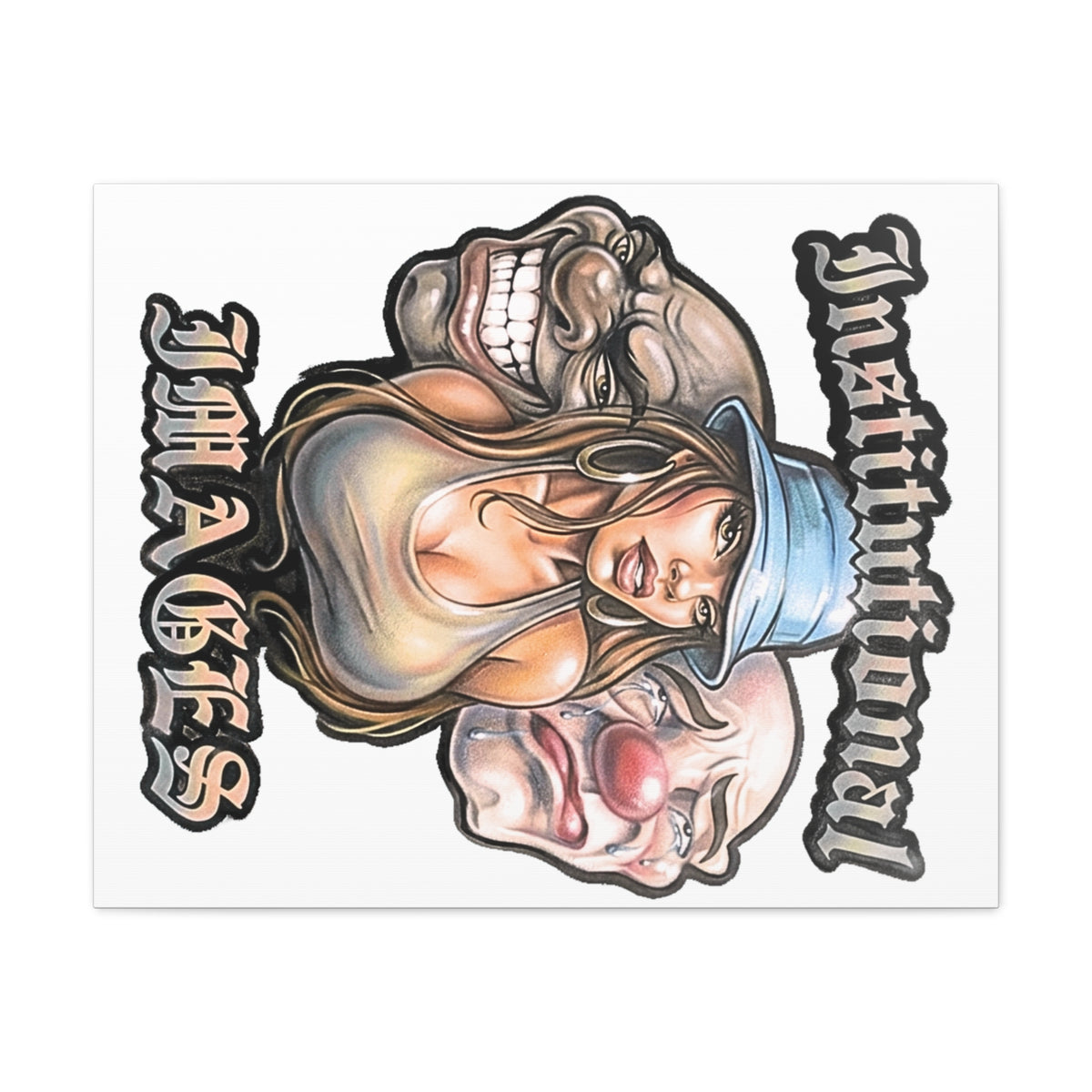 Canvas Art Print — Chicano Chola & Clown Tattoo-Style Design ("Instinttmal" / "Images")