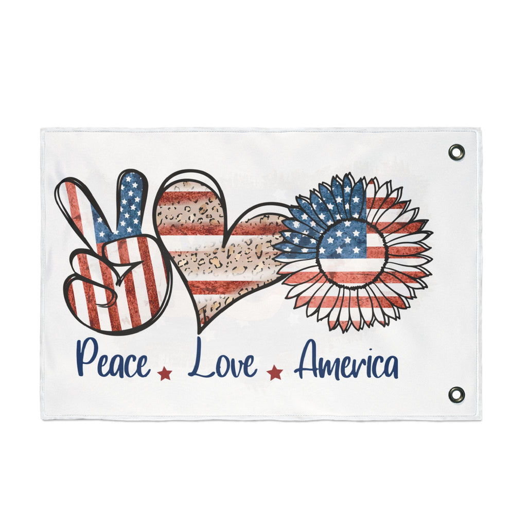 Double-Sided USA Patriotic Flag — "Peace Love America" Design