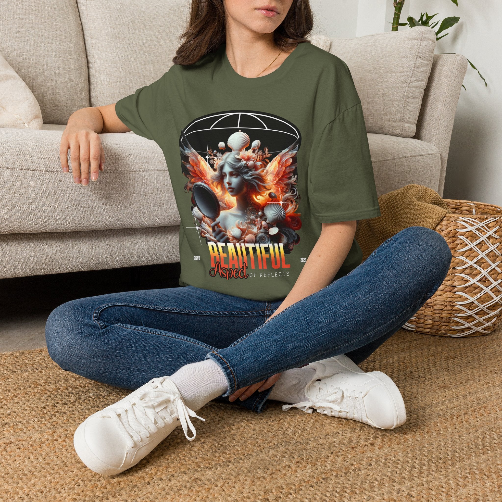Artistic Phoenix Portrait T-Shirt — 'Beautiful' Retro Surreal Graphic Tee