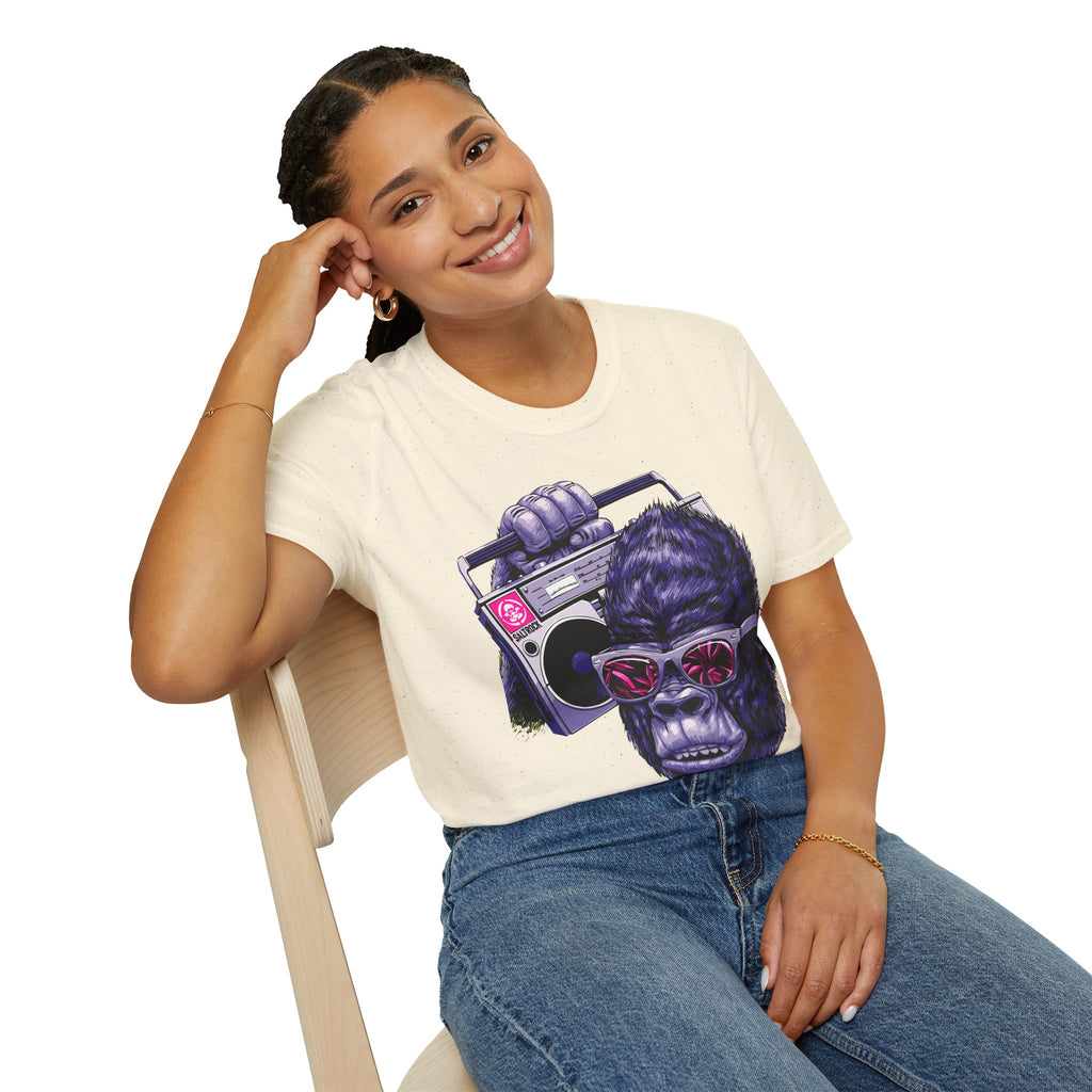 Retro Boombox Gorilla T-Shirt — Vintage Hip Hop Ape Graphic Tee