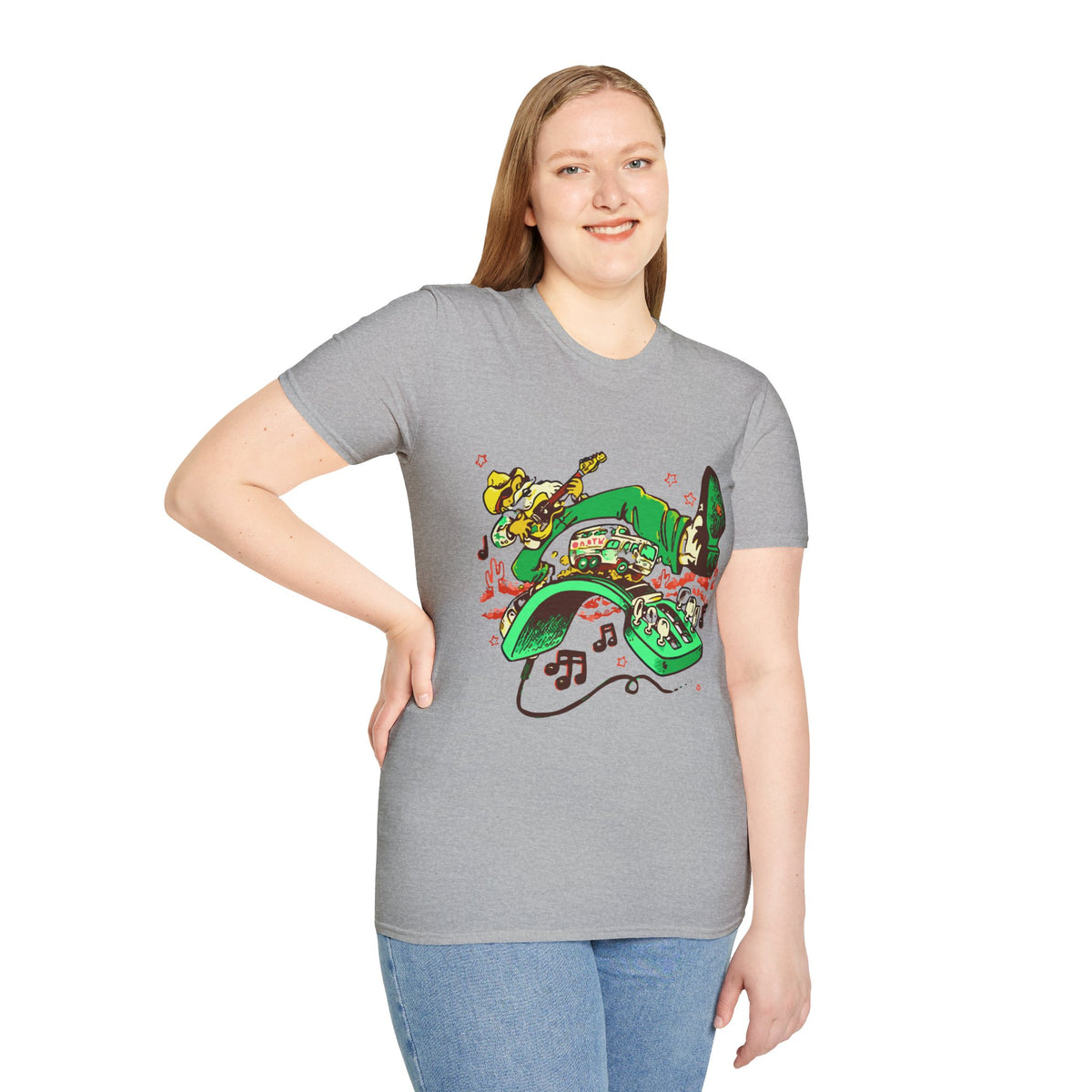T-Shirt — Retro Cowboy Guitar Graphic Tee (Bold Western Music Design)