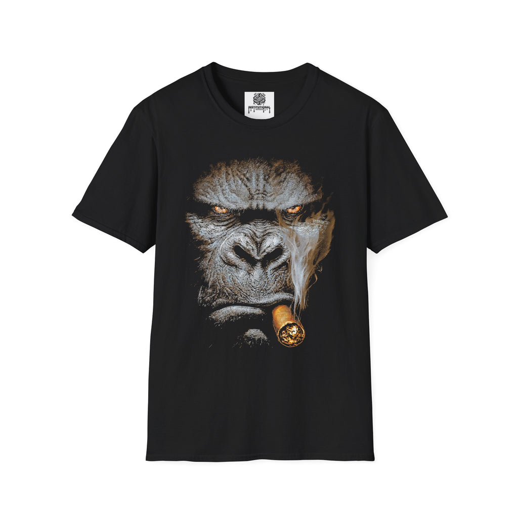 Gorilla Face Tee — Intense Ape Portrait T-Shirt with Cigar