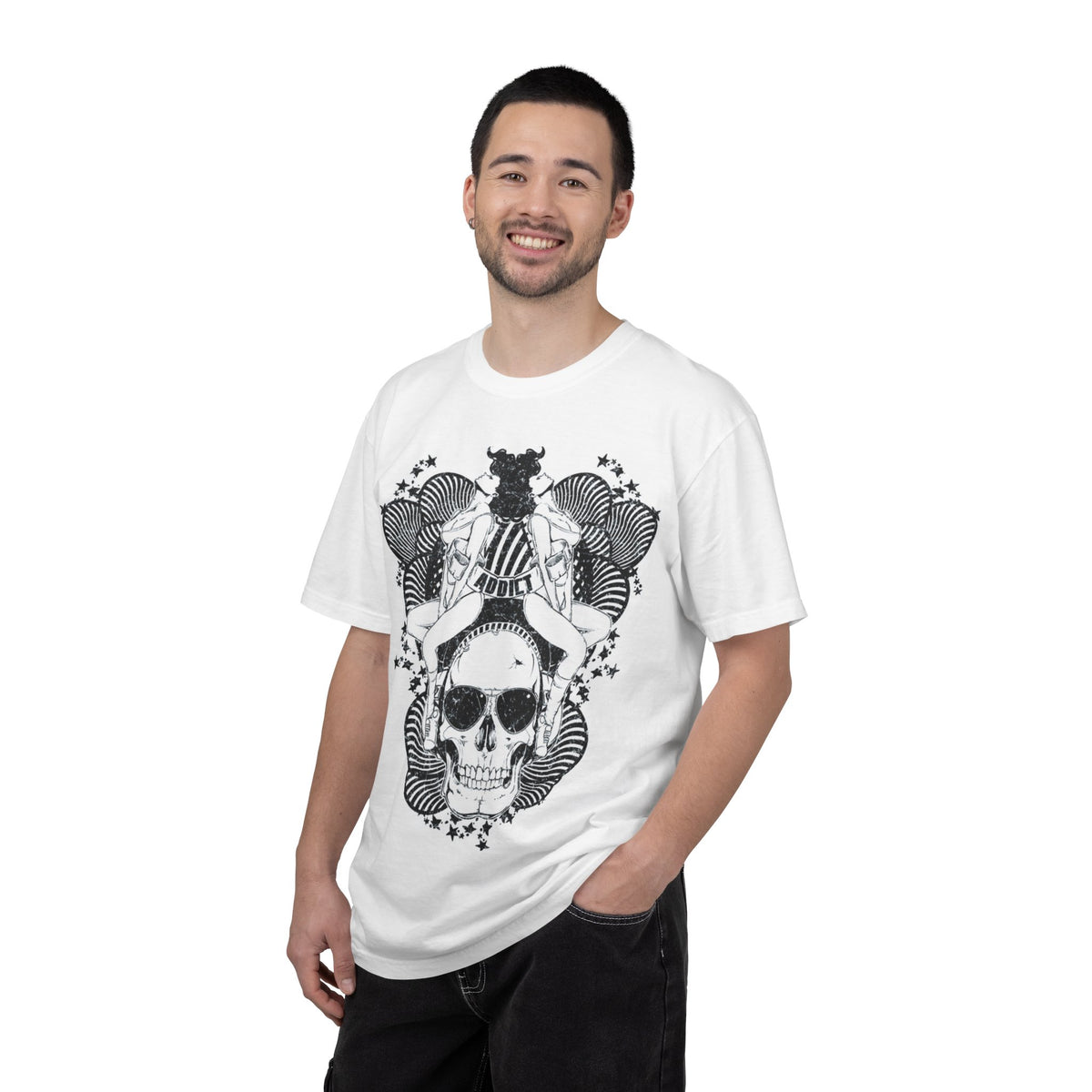 Skull & Rose Tarot Tee — Gothic Skull Graphic T-Shirt