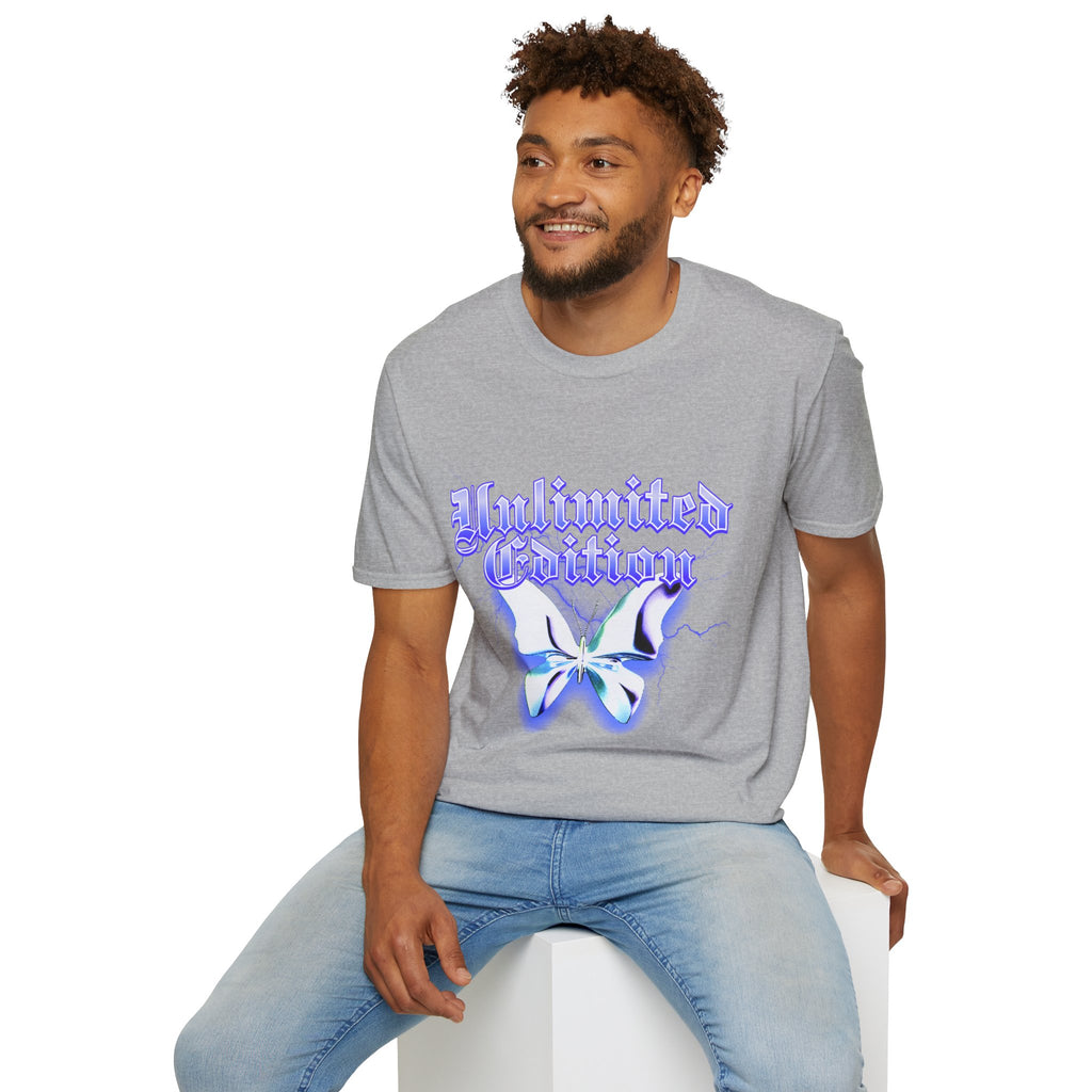 Unlimited Edition T-Shirt — Gothic Script Lavender Butterfly Graphic