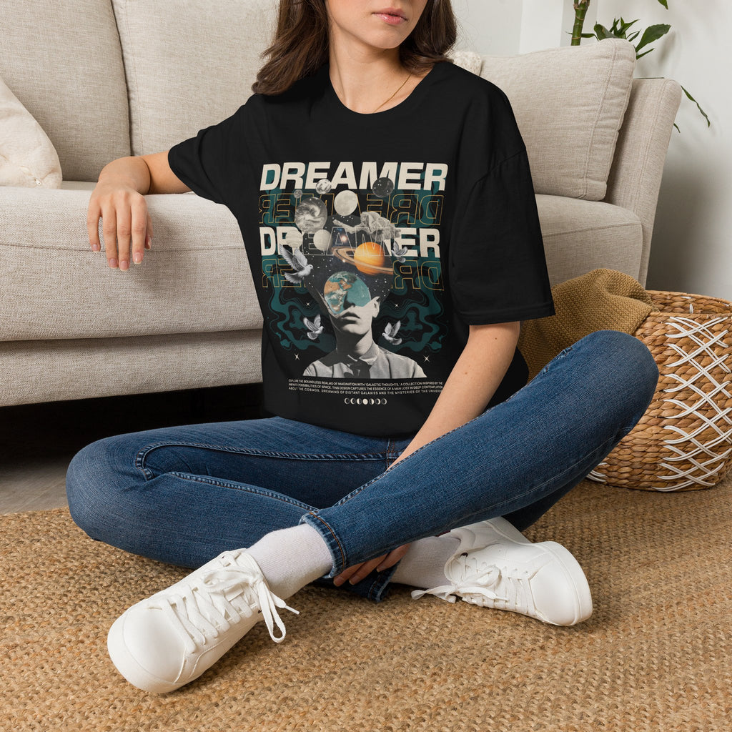 Dreamer Space T-Shirt — Retro Astronaut & Planets Graphic Tee