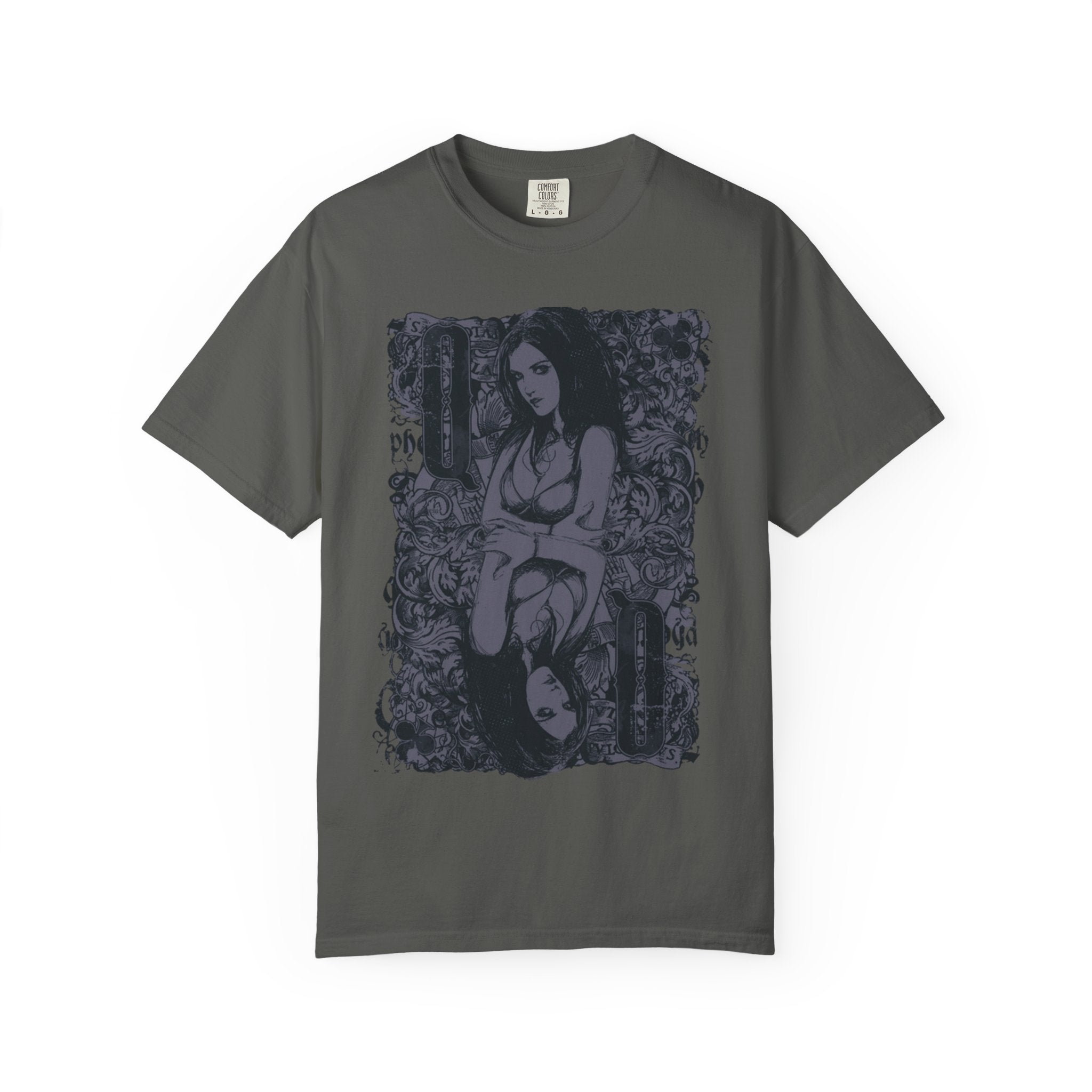 Gothic Mirror Girl T-Shirt — Dark Floral Graphic Tee