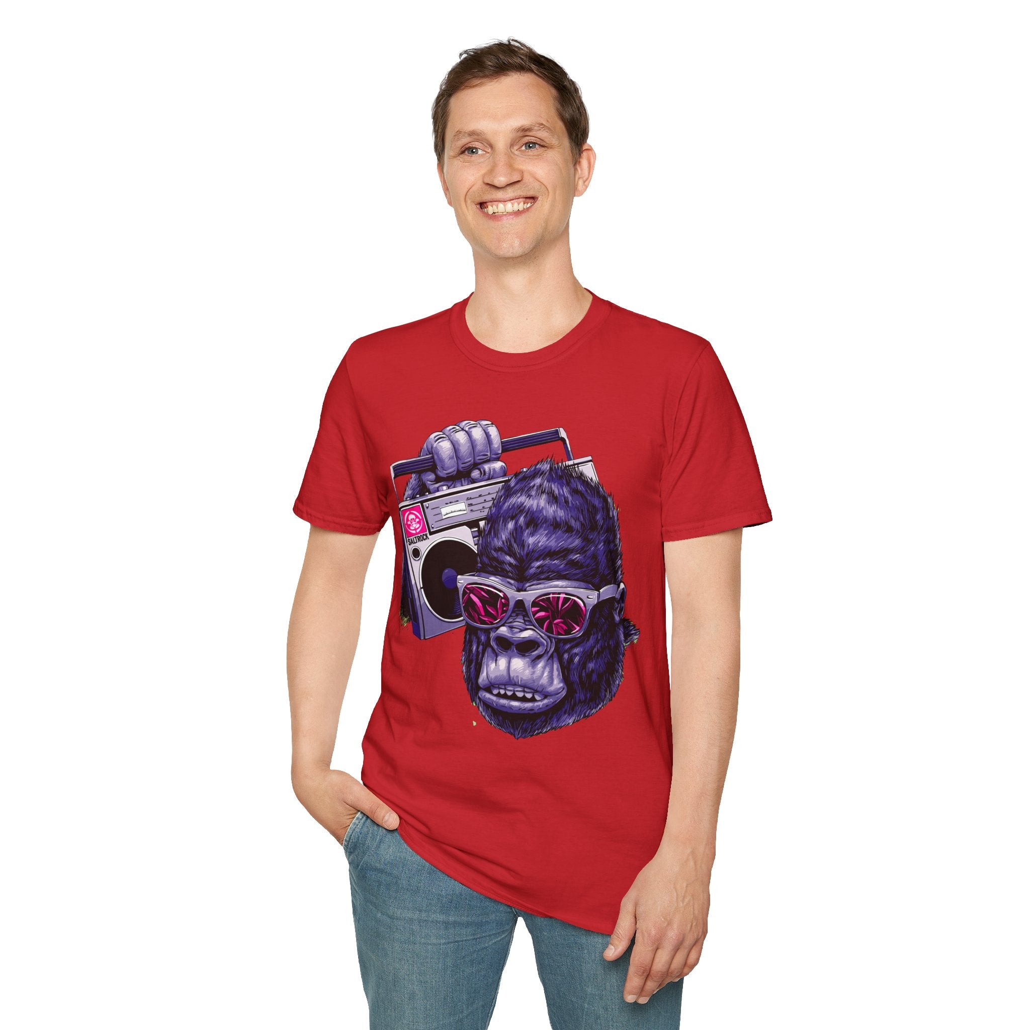Retro Boombox Gorilla T-Shirt — Vintage Hip Hop Ape Graphic Tee