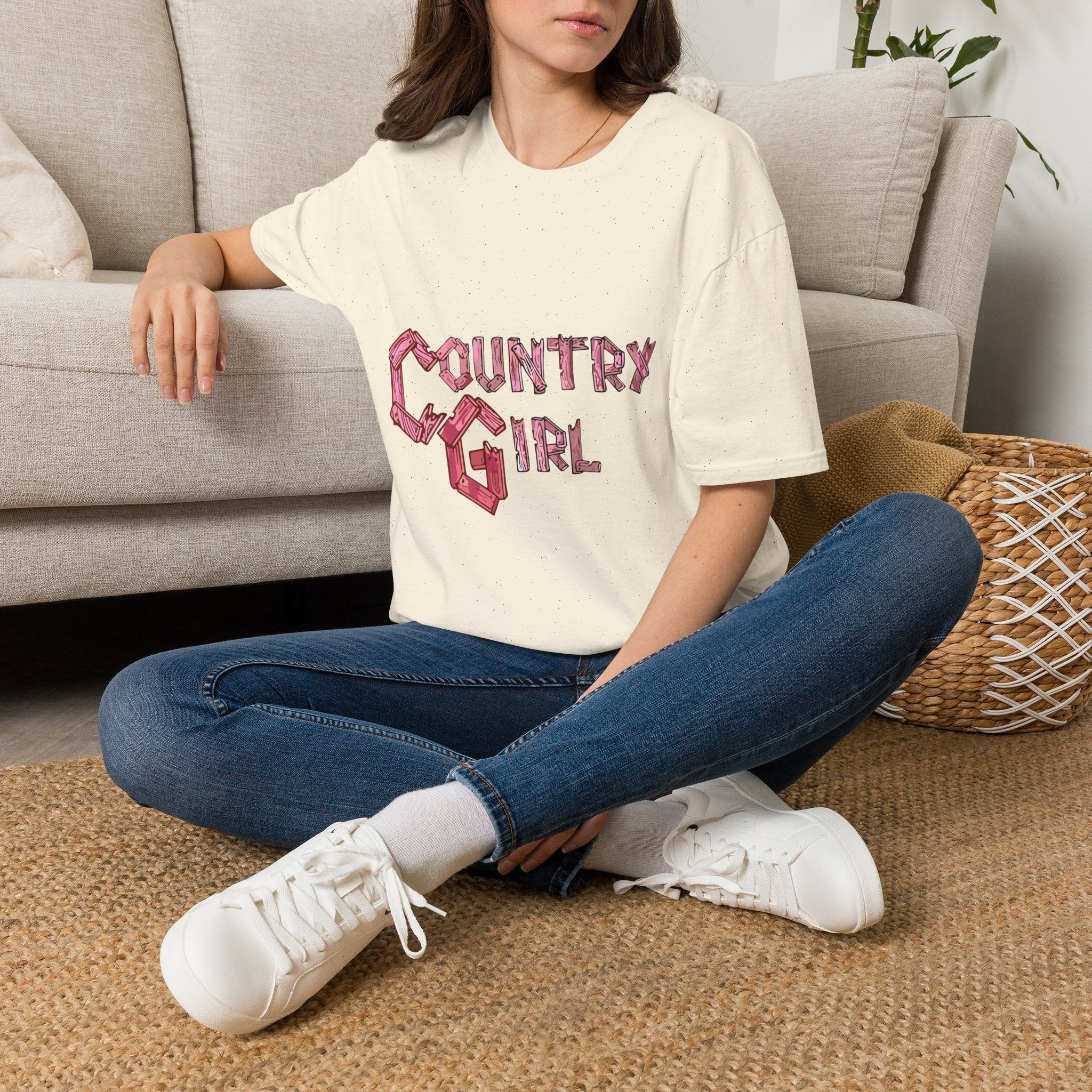 Country Girl T-Shirt — Western Pink Rope Typography Tee