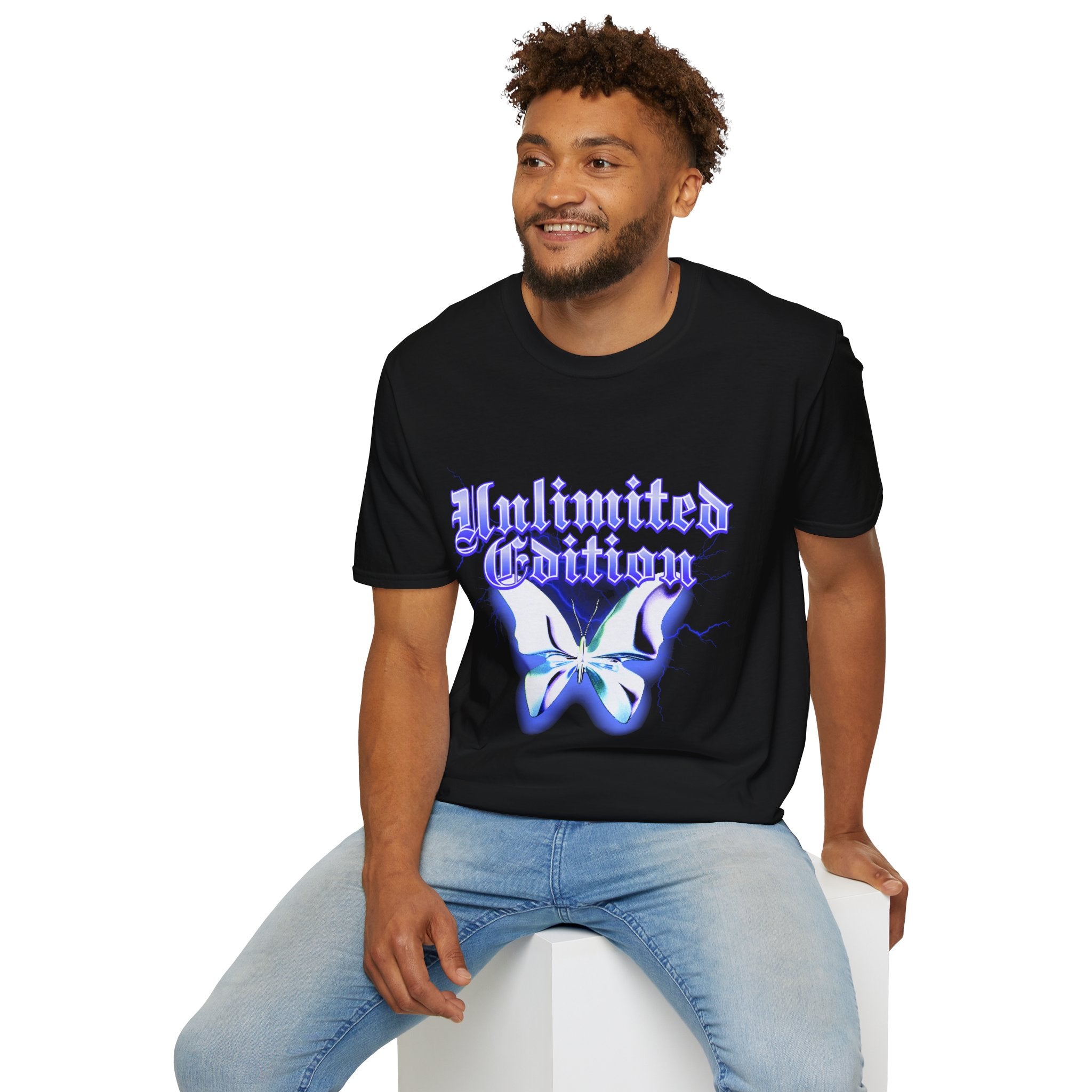 Unlimited Edition T-Shirt — Gothic Script Lavender Butterfly Graphic