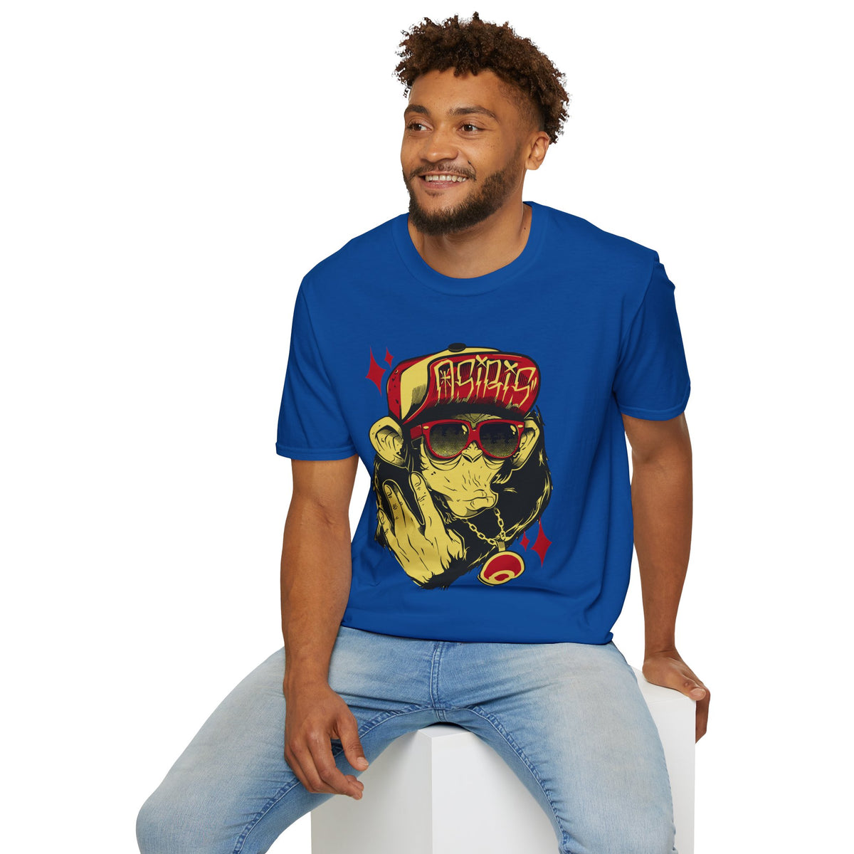 Monkey Streetwear T-Shirt — Retro Graphic Ape with Sunglasses & Cap