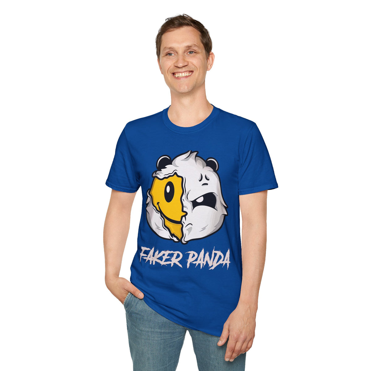 T-Shirt — 'Faker Panda' Distressed Dual-Face Graphic Tee