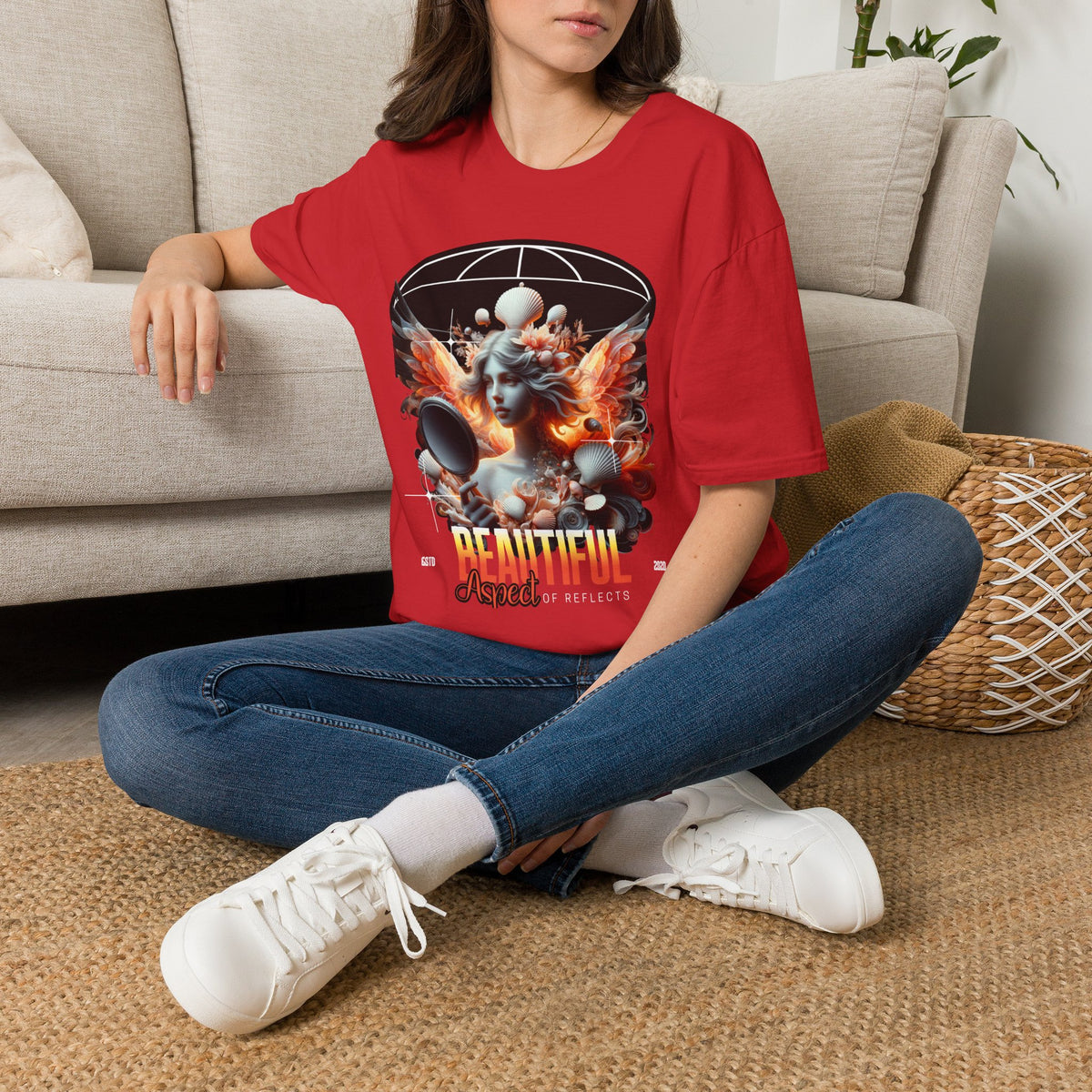 Artistic Phoenix Portrait T-Shirt — 'Beautiful' Retro Surreal Graphic Tee