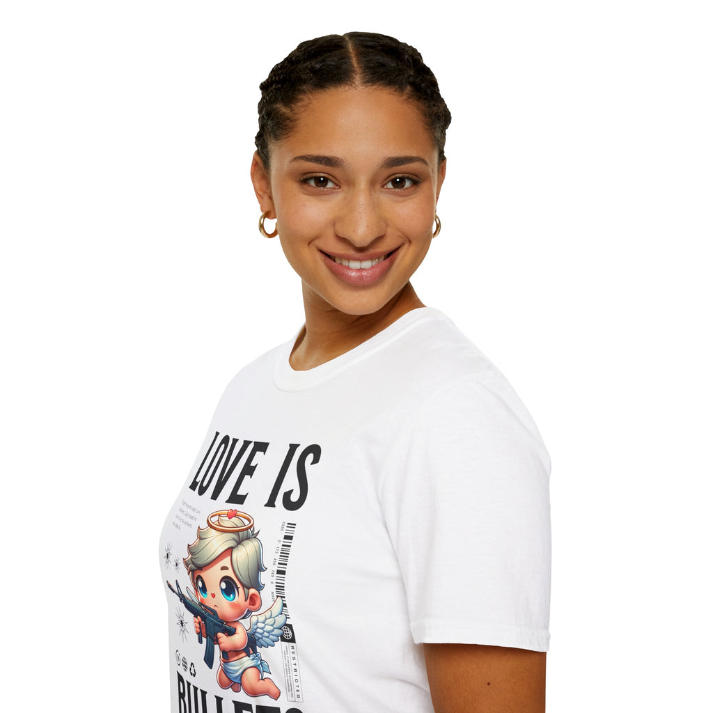 Love Is Bullets T-Shirt — Cute Angel Shooter Graphic Tee