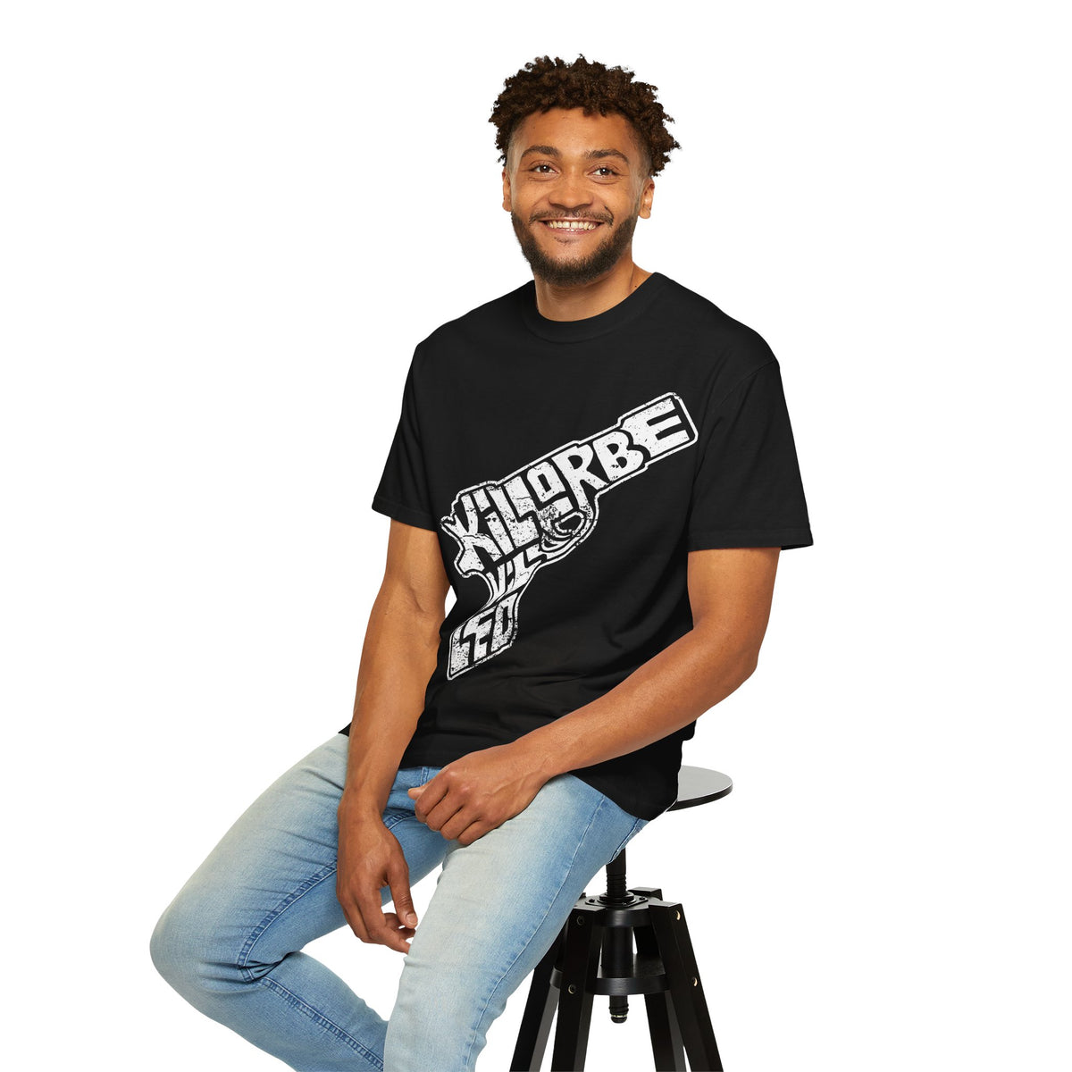 Gun Graphic T-Shirt — Vintage 'Kill or Be Killed' Distressed Design