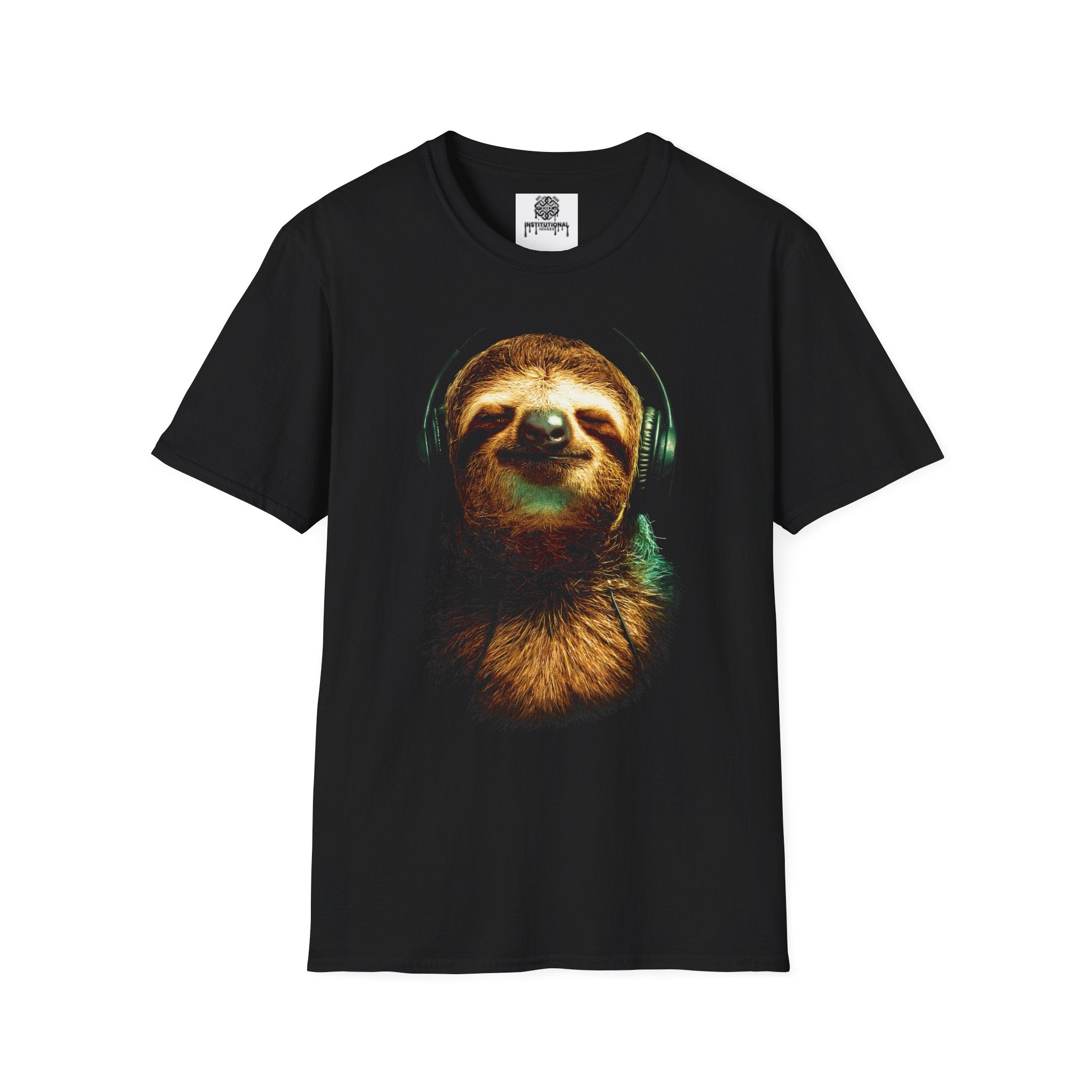 Sloth with Headphones T-Shirt — Chill Music Lover Tee