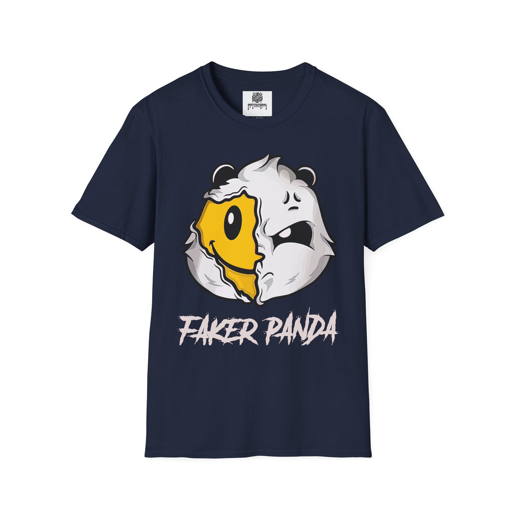 T-Shirt — 'Faker Panda' Distressed Dual-Face Graphic Tee