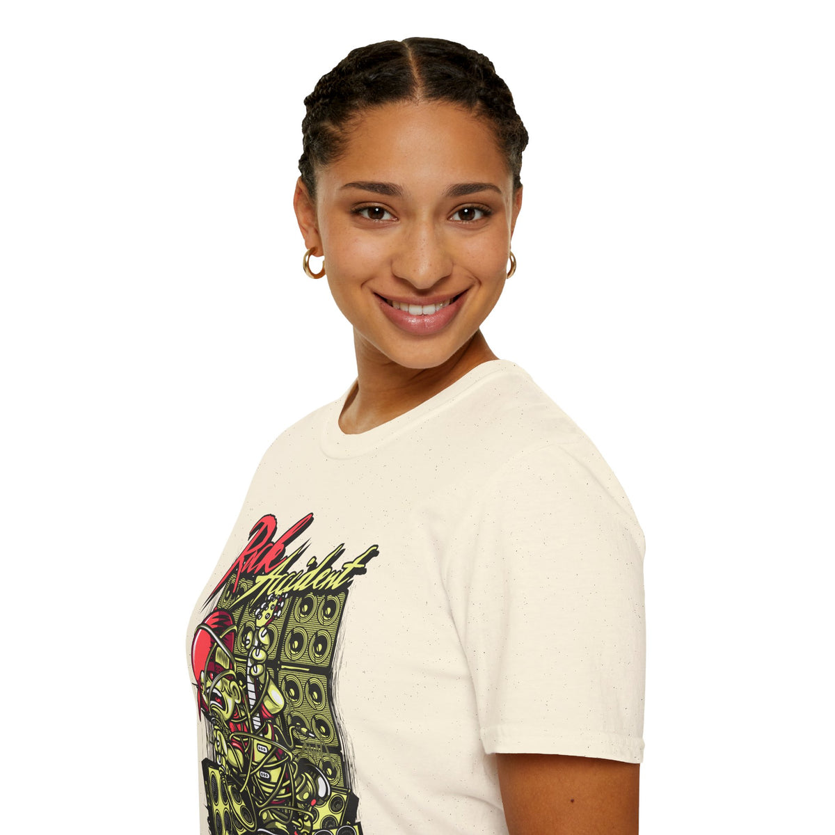Rock Accident Graphic Tee — Retro Skull & Speakers Band Shirt
