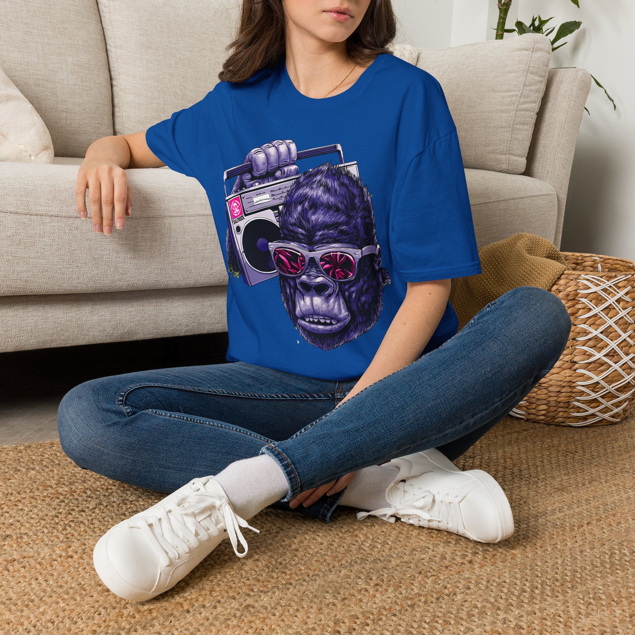 Retro Boombox Gorilla T-Shirt — Vintage Hip Hop Ape Graphic Tee