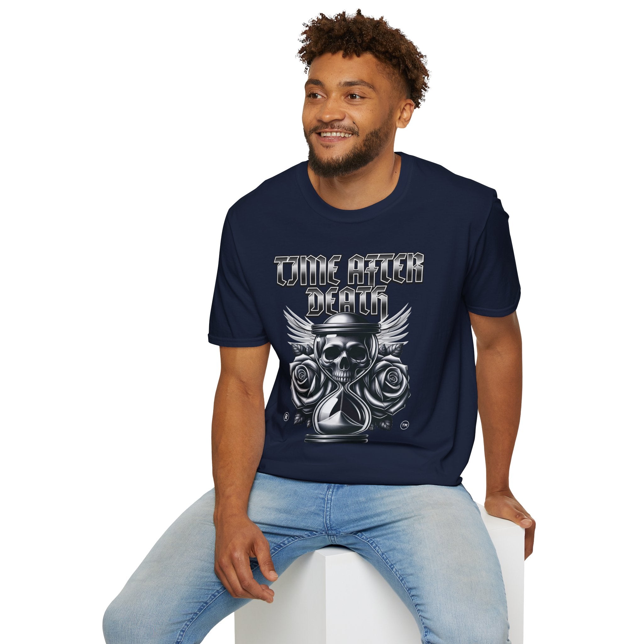 Time After Death Skull Tee — Gothic Hourglass Graphic T-Shirt