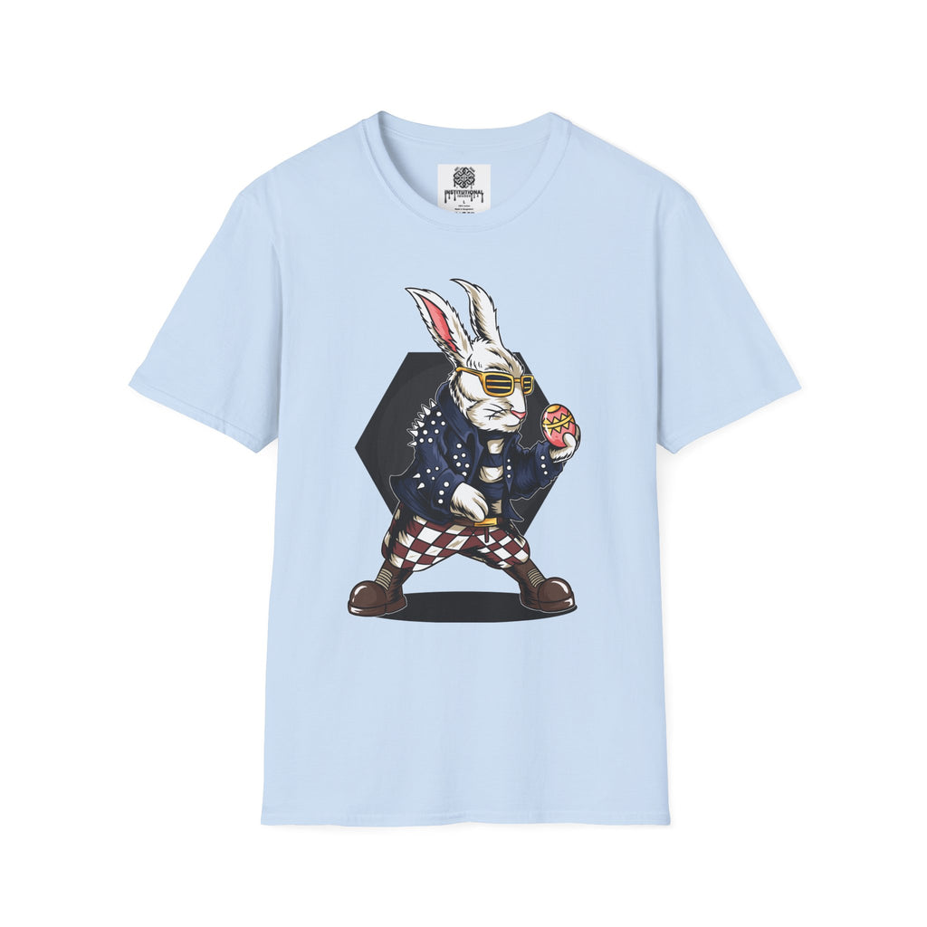 Easter Bunny Rocker T-Shirt — Cool Bunny Holding Decorated Egg