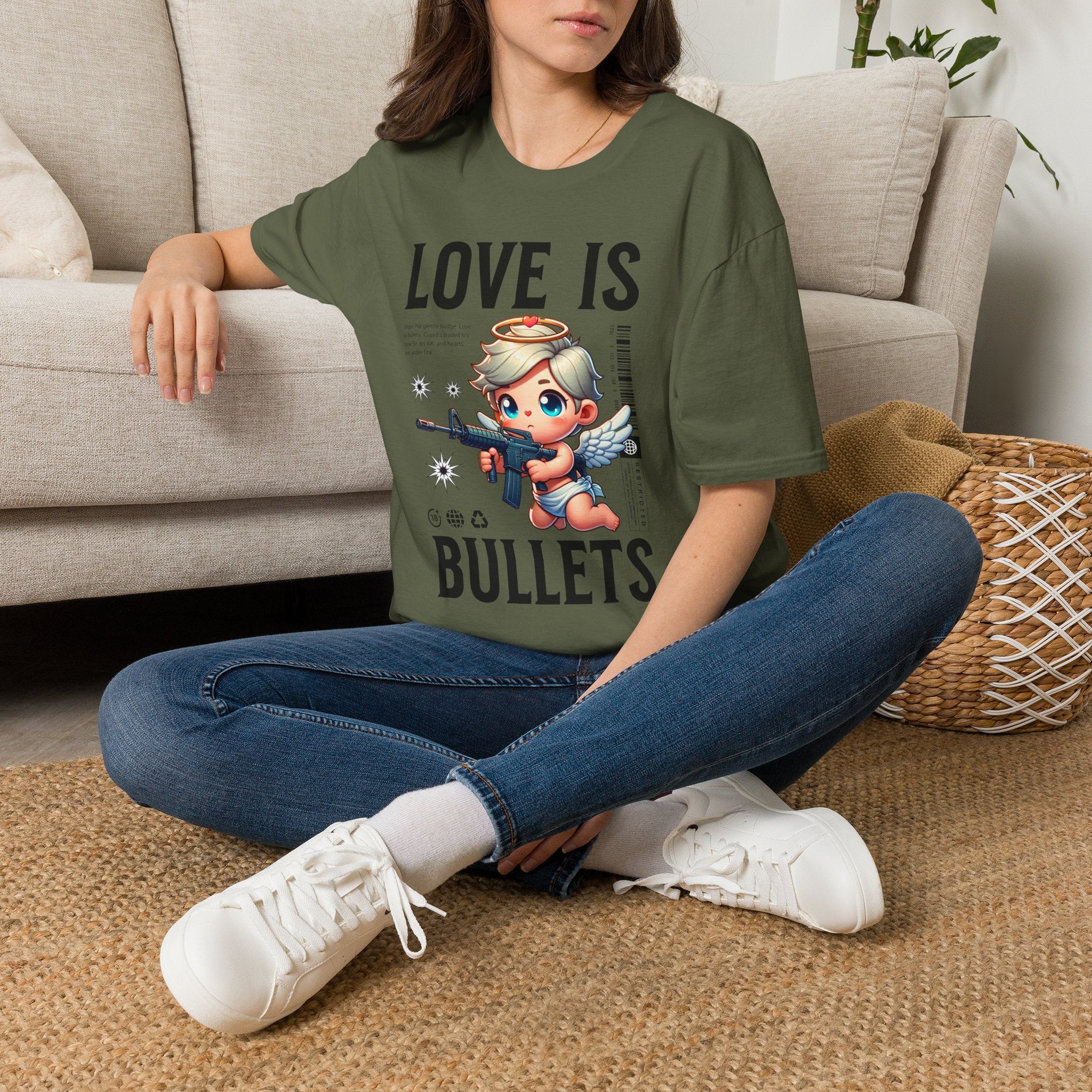 Love Is Bullets T-Shirt — Cute Angel Shooter Graphic Tee