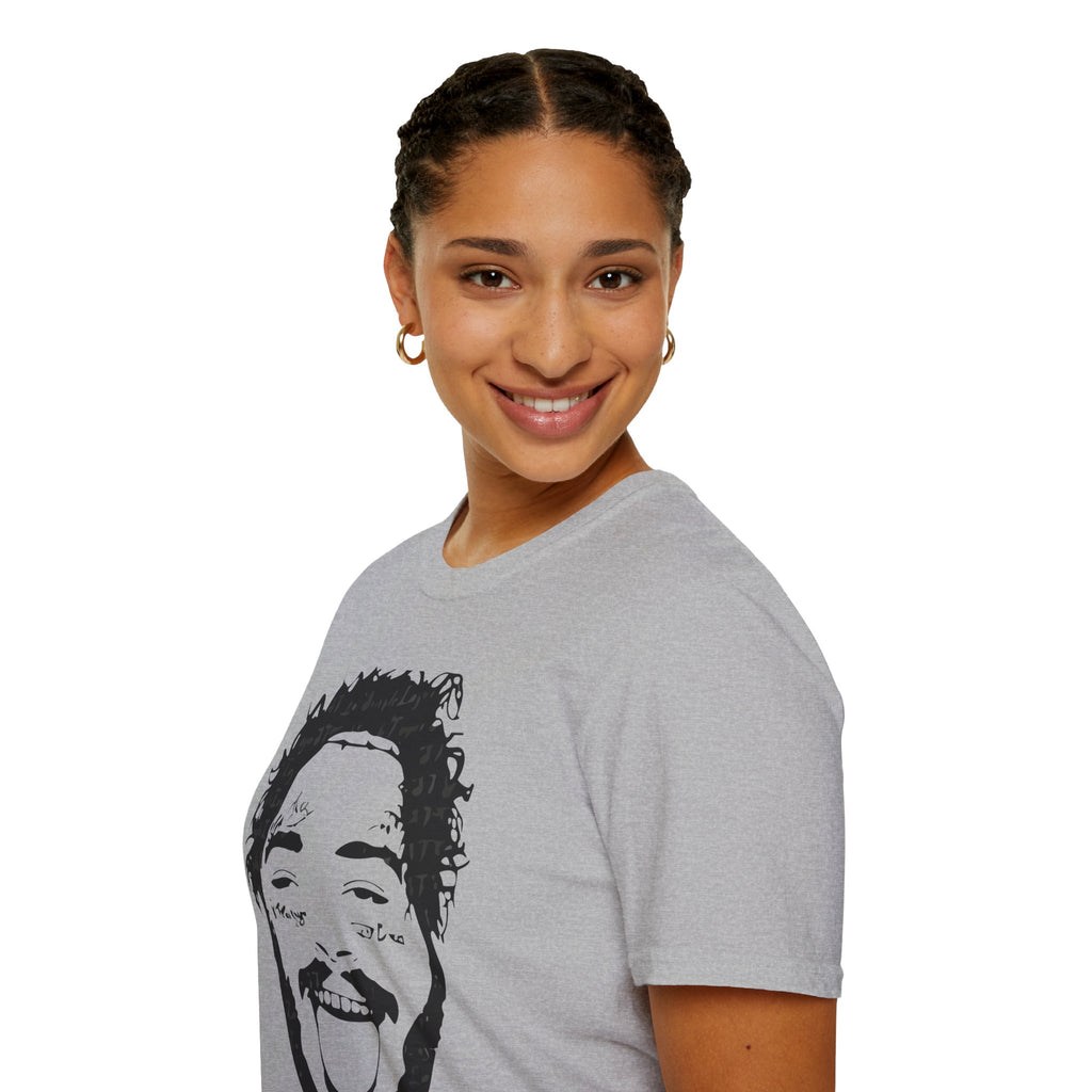 T-Shirt — Bold Black & White Face Portrait Tee (Playful Expression)