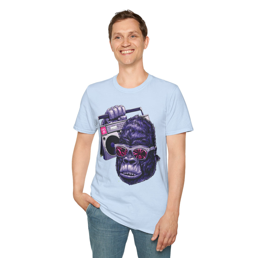 Retro Boombox Gorilla T-Shirt — Vintage Hip Hop Ape Graphic Tee