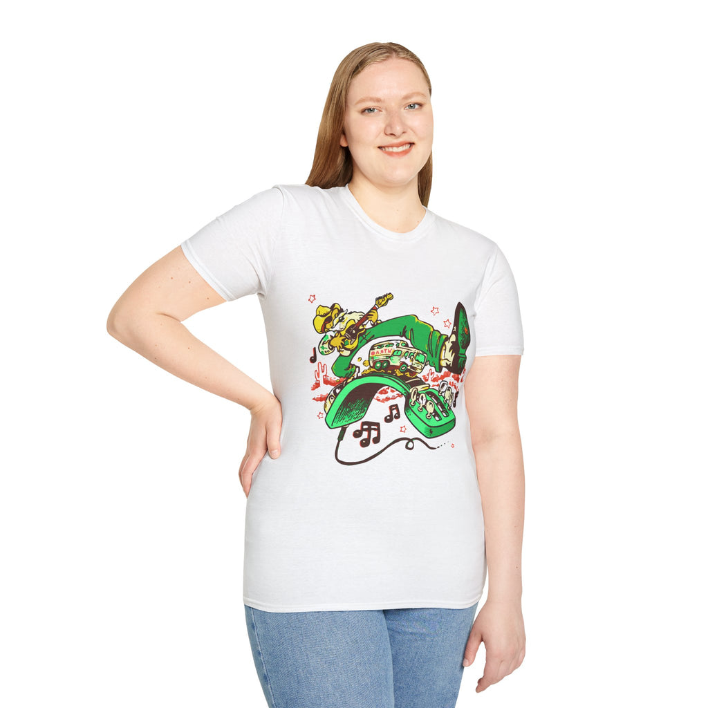 T-Shirt — Retro Cowboy Guitar Graphic Tee (Bold Western Music Design)