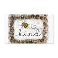 Kind Bee Doormat — Cute Welcome Mat with Bee & Leopard Frame