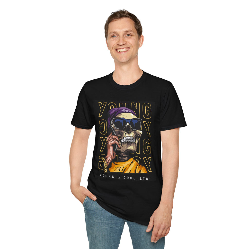 Young Skull Graphic T-Shirt — Skull with Shades & Bandana Streetwear Tee