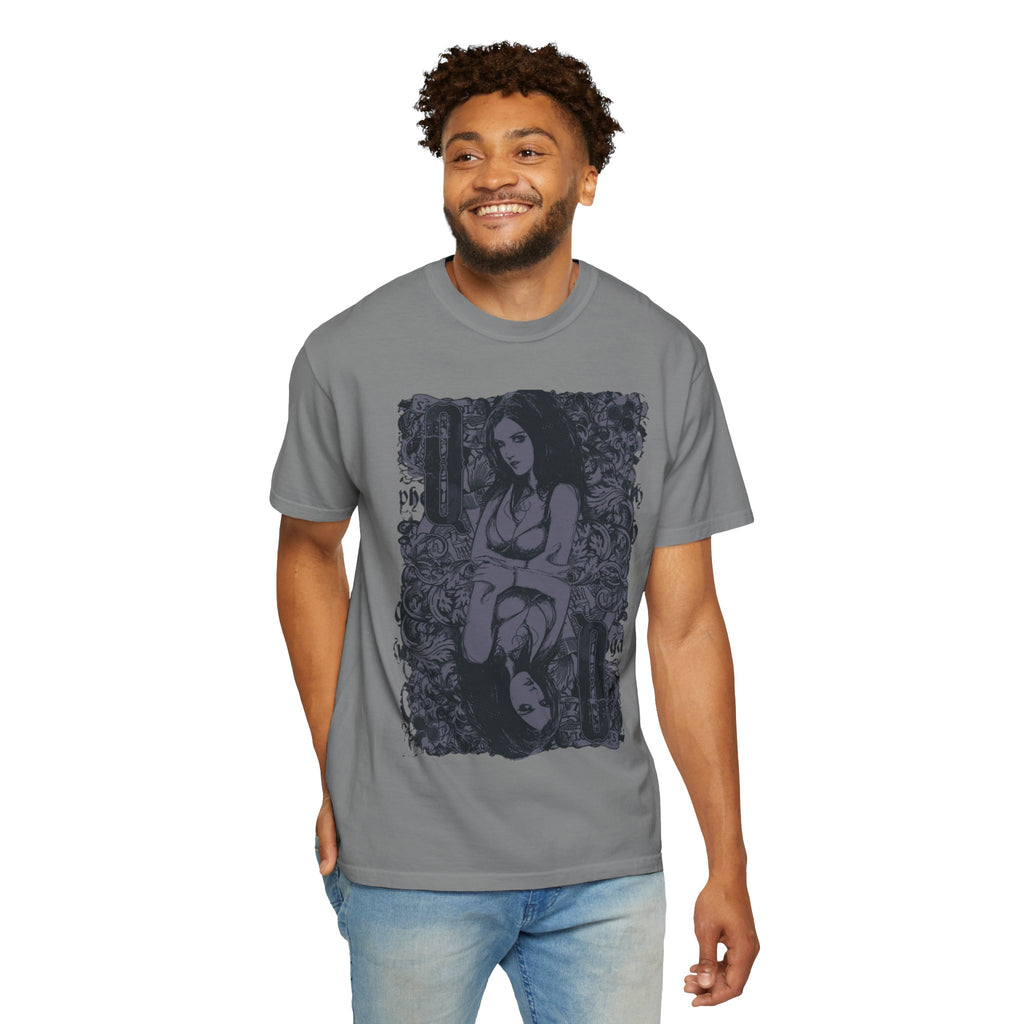 Gothic Mirror Girl T-Shirt — Dark Floral Graphic Tee