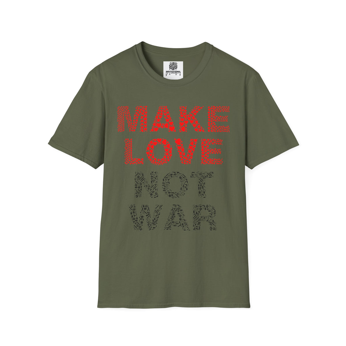 Make Love Not War T-Shirt — Retro Heart Dot Graphic Tee
