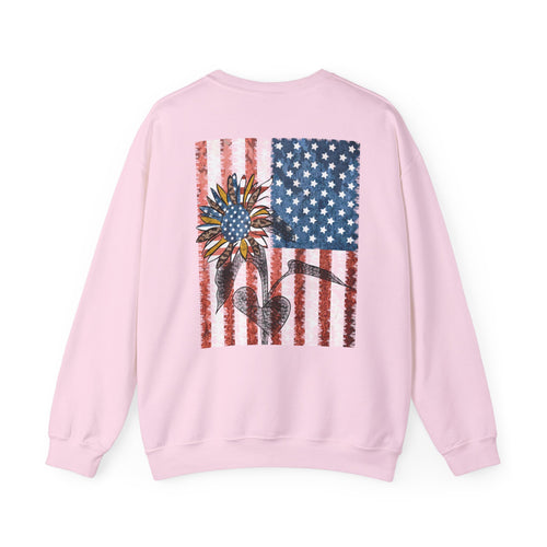 American Flag Sunflower Crewneck Sweatshirt