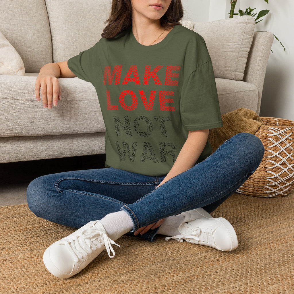 Make Love Not War T-Shirt — Retro Heart Dot Graphic Tee