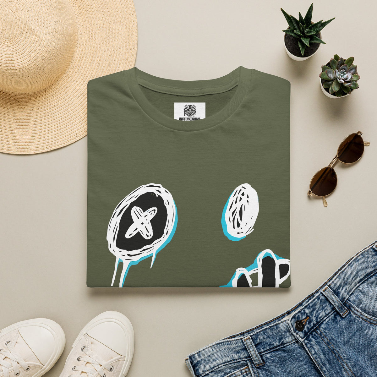 Smiley Face Graphic T‑Shirt — Neon Sketch Grin Design