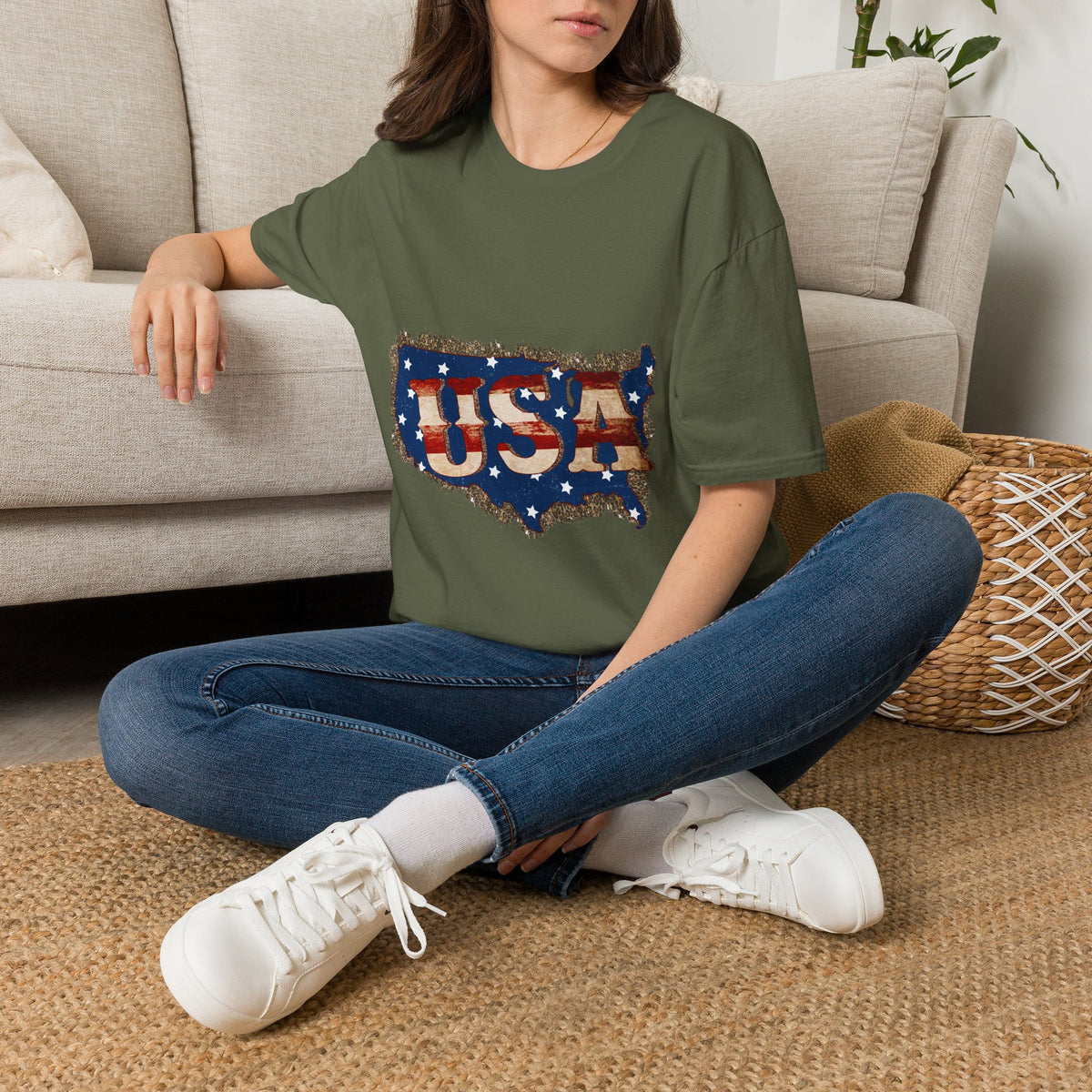 USA Map T-Shirt — Distressed American Flag Graphic Tee