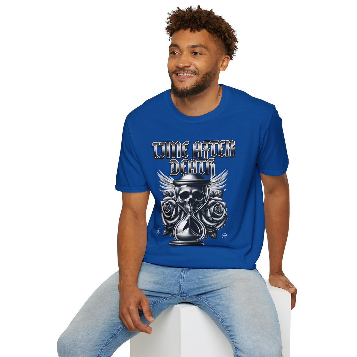 Time After Death Skull Tee — Gothic Hourglass Graphic T-Shirt