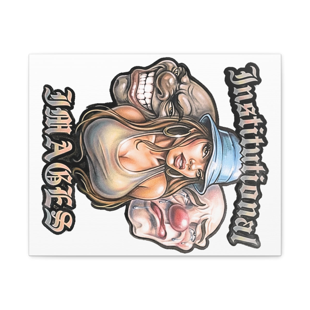 Canvas Art Print — Chicano Chola & Clown Tattoo-Style Design ("Instinttmal" / "Images")