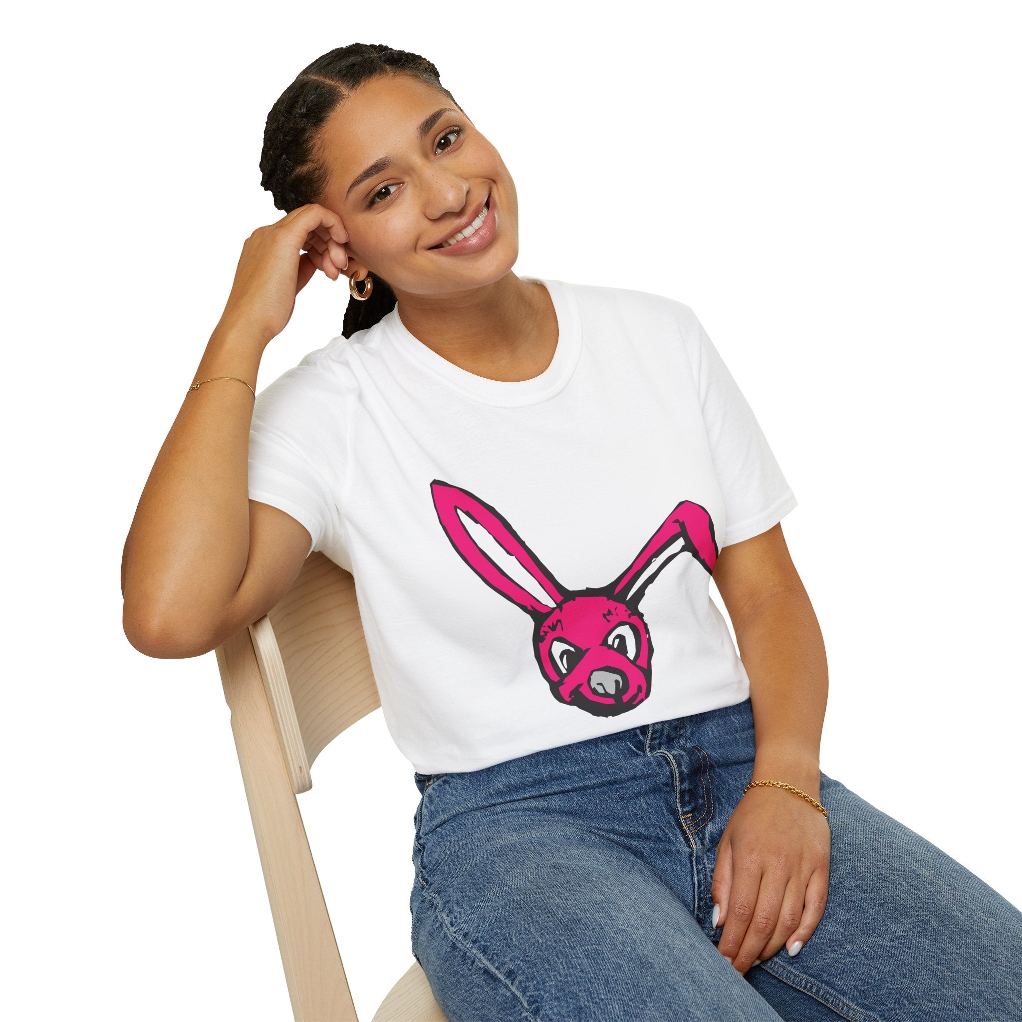 Pink Bunny Graphic T-Shirt — Playful Easter Bunny Tee