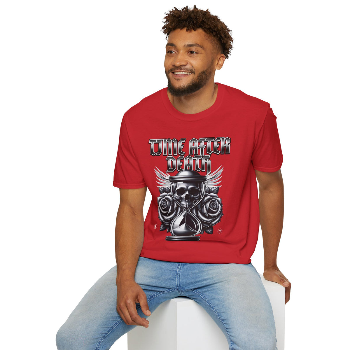 Time After Death Skull Tee — Gothic Hourglass Graphic T-Shirt