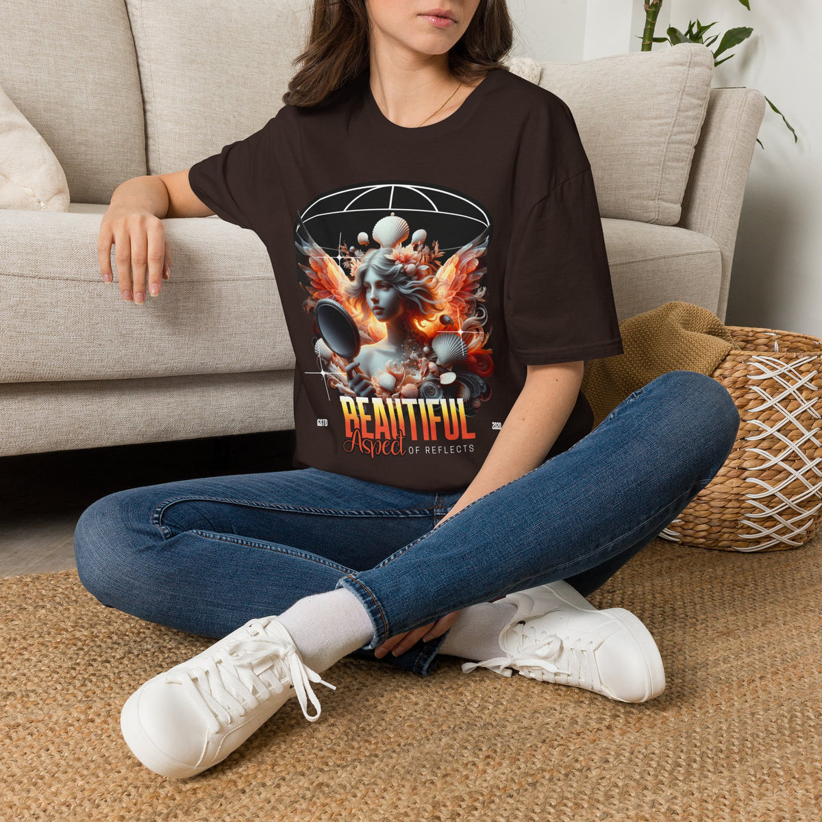 Artistic Phoenix Portrait T-Shirt — 'Beautiful' Retro Surreal Graphic Tee