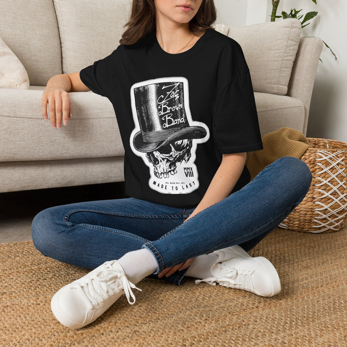 Top Hat Skull Band Tee — Zac Brown Band Graphic T-Shirt